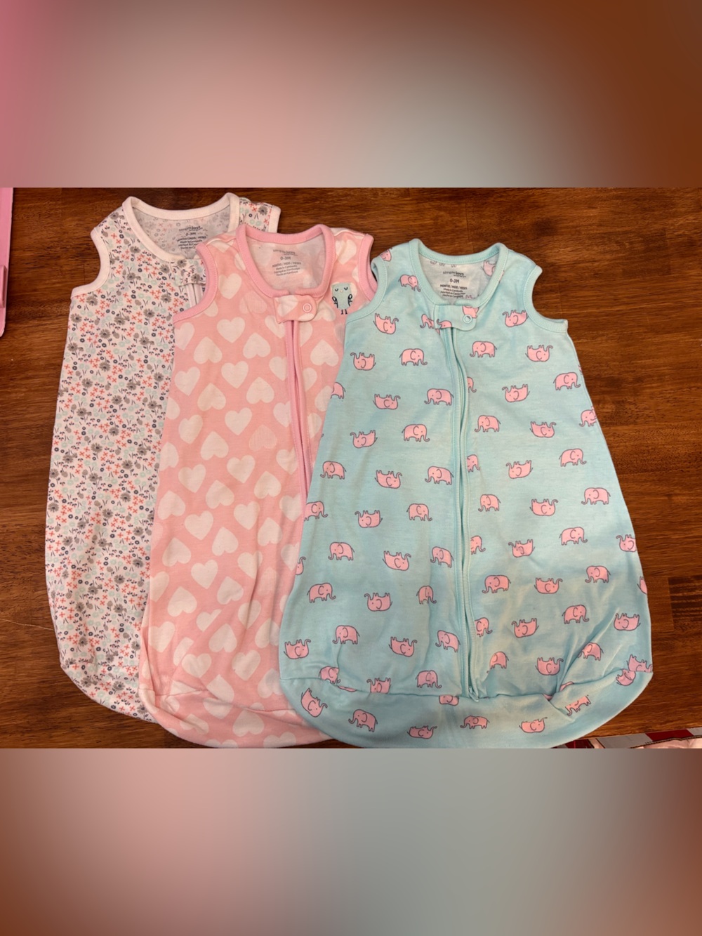 3-Pack Baby Sleeveless Sleep Sacks — Pink, Light Blue & White